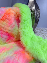 Load image into Gallery viewer, Pastel Neon Pink Pastel Neon Yellow Tye Dye Modo x Pastel Neon Yellow Mega Whispy | Luxury Minky Baby Blanket
