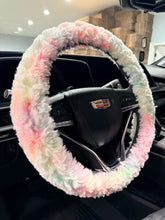 Load image into Gallery viewer, Rainbow Tye Dye Dove Whispy | Luxury Minky Steering Wheel Cover
