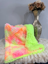 Load image into Gallery viewer, Pastel Neon Pink Pastel Neon Yellow Tye Dye Modo x Pastel Neon Yellow Mega Whispy | Luxury Minky Baby Blanket
