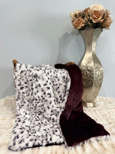 Load image into Gallery viewer, Blackberry Spotted Dove Whispy x Black Cherry Quinn | Luxury Minky Baby Blanket
