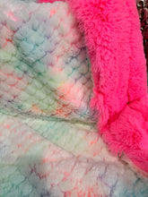 Load image into Gallery viewer, Pastel Neon Pink Pastel Neon Yellow Tye Dye Modo x Pastel Neon Pink Mega Whispy | Luxury Minky Baby Blanket
