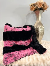 Load image into Gallery viewer, Pink Black Strip | Luxury Minky Strip Baby Blanket
