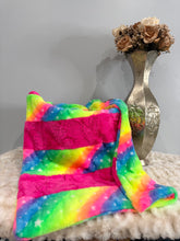 Load image into Gallery viewer, Neon Starry Sky Strip | Luxury Minky Strip Baby Blanket
