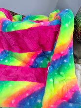 Load image into Gallery viewer, Neon Starry Sky Strip | Luxury Minky Strip Baby Blanket
