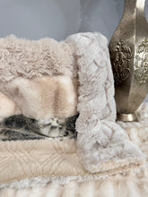 Load image into Gallery viewer, Mushroom Tonal x Alaskan Strip | Luxury Minky Strip Baby Blanket
