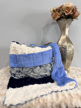 Load image into Gallery viewer, Navy x French Blue Strip | Luxury Minky Strip Baby Blanket
