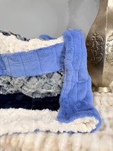 Load image into Gallery viewer, Navy x French Blue Strip | Luxury Minky Strip Baby Blanket
